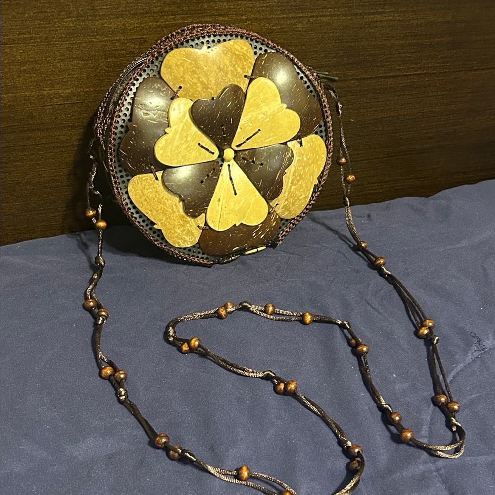 Handcrafted Floral Design Round Shell Bag